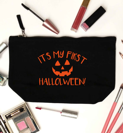 My 1st Halloween Pumpkin black makeup bag