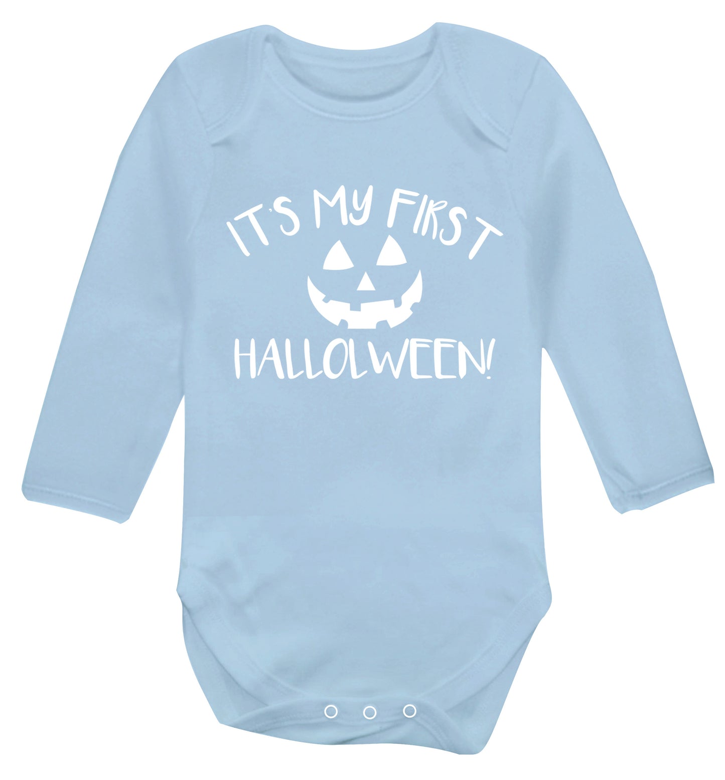 It's my first halloween Baby Vest long sleeved pale blue 6-12 months
