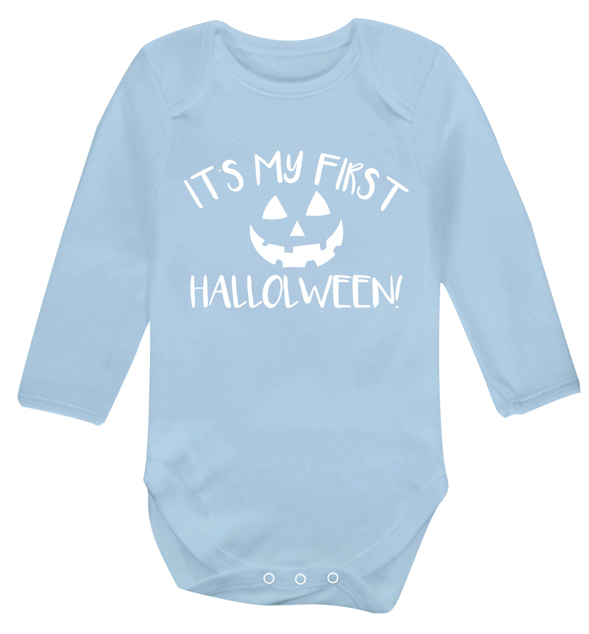 It's my first halloween Baby Vest long sleeved pale blue 6-12 months