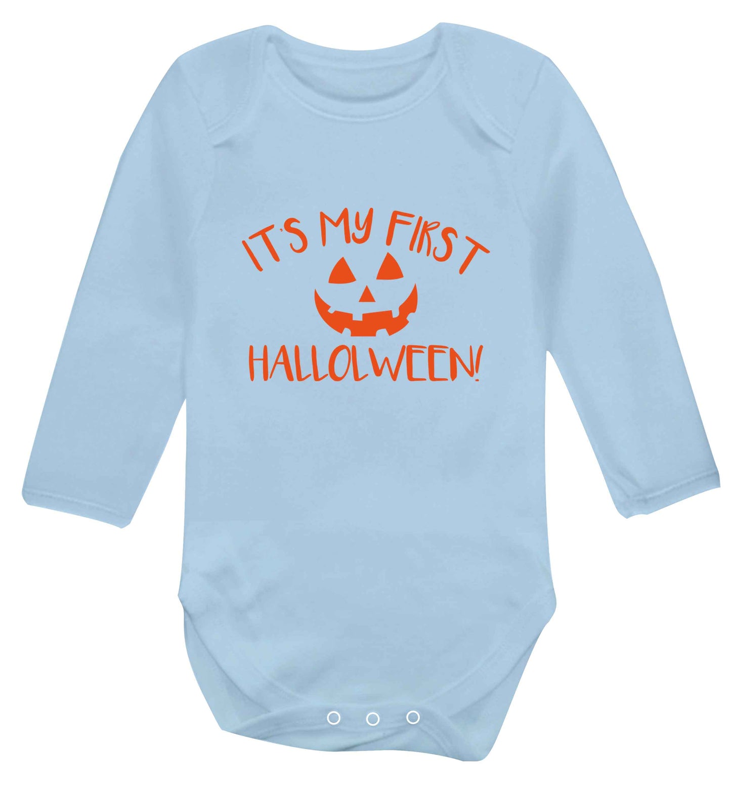 My 1st Halloween Pumpkin baby vest long sleeved pale blue 6-12 months
