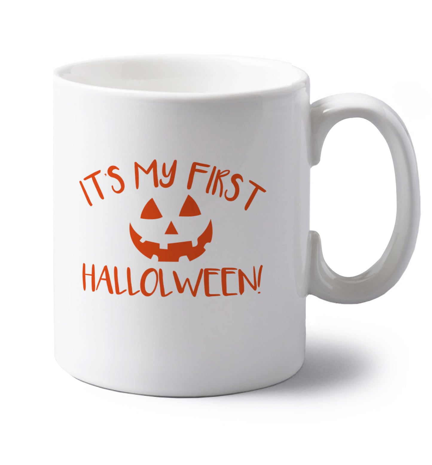 It's my first halloween left handed white ceramic mug 
