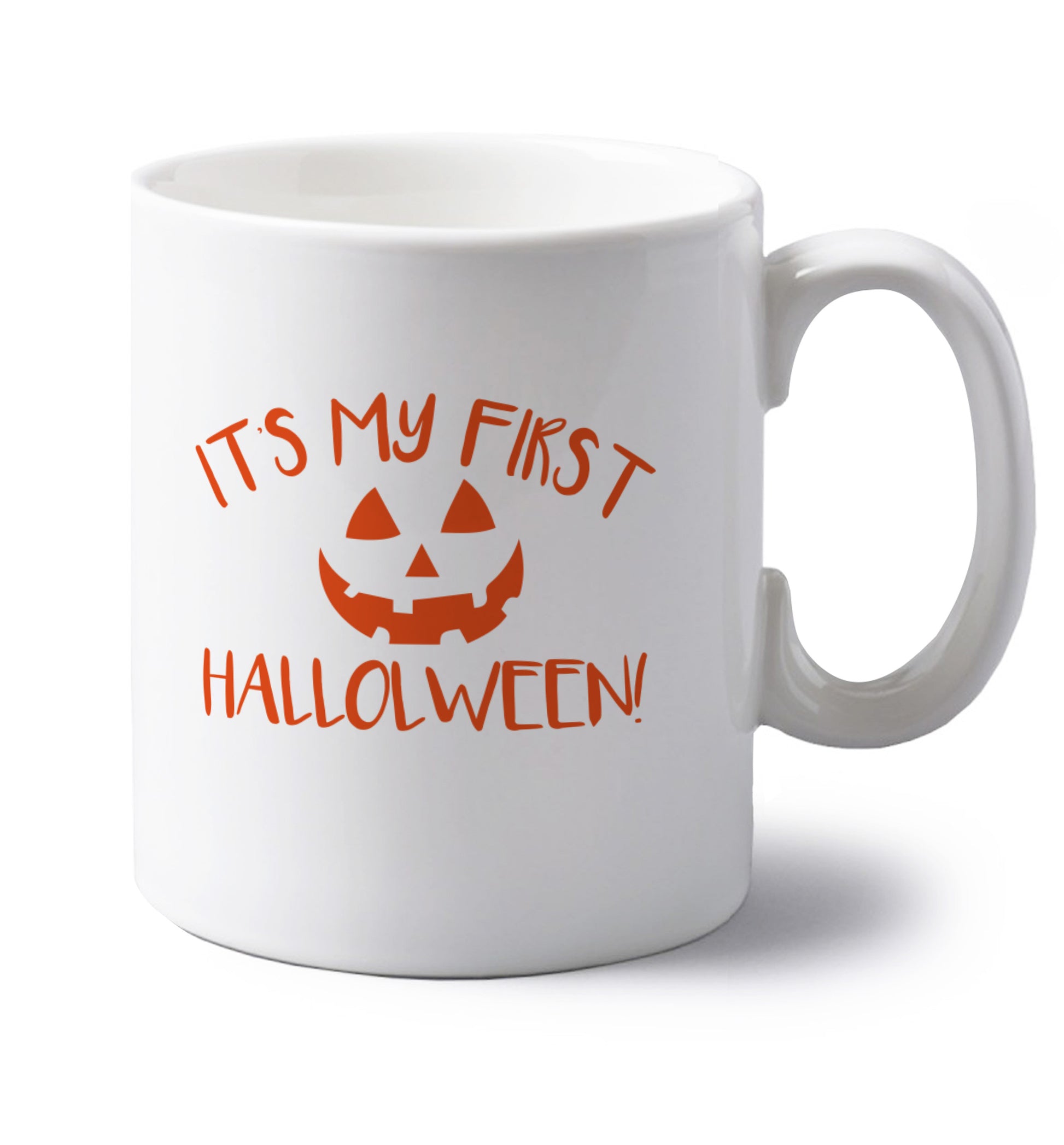It's my first halloween left handed white ceramic mug 