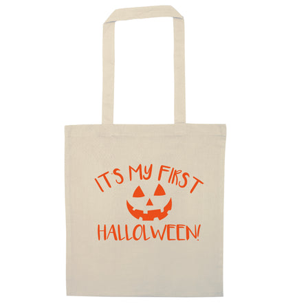 It's my first halloween natural tote bag