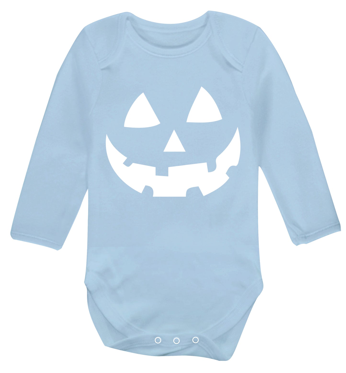 Pumpkin face Baby Vest long sleeved pale blue 6-12 months