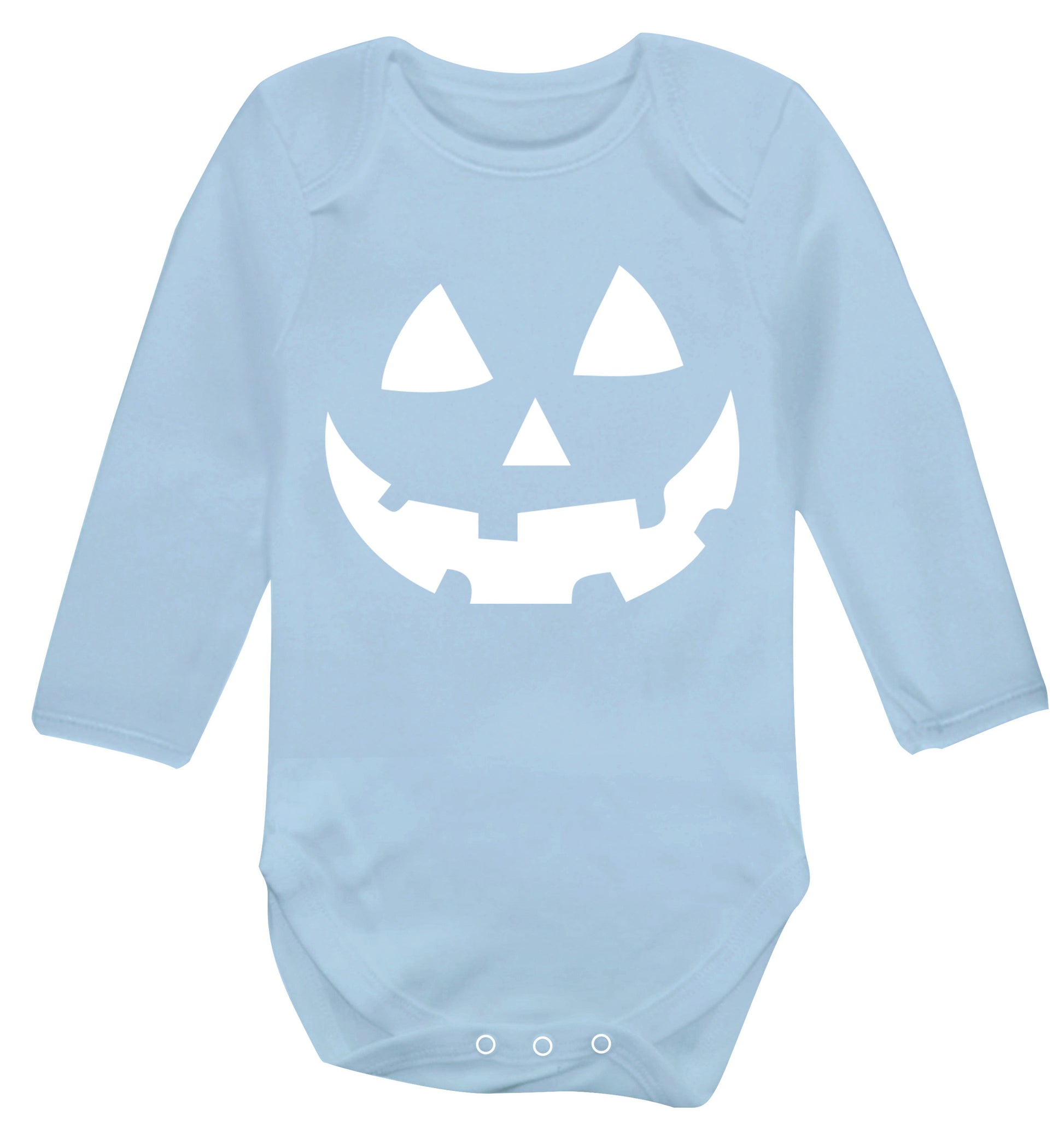 Pumpkin face Baby Vest long sleeved pale blue 6-12 months
