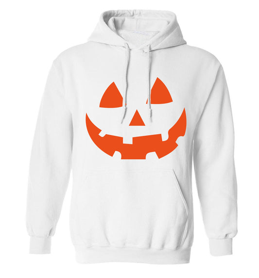 Pumpkin face adults unisex white hoodie 2XL