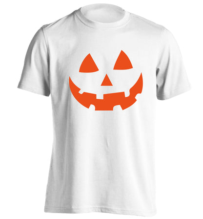 Pumpkin face adults unisex white Tshirt 2XL