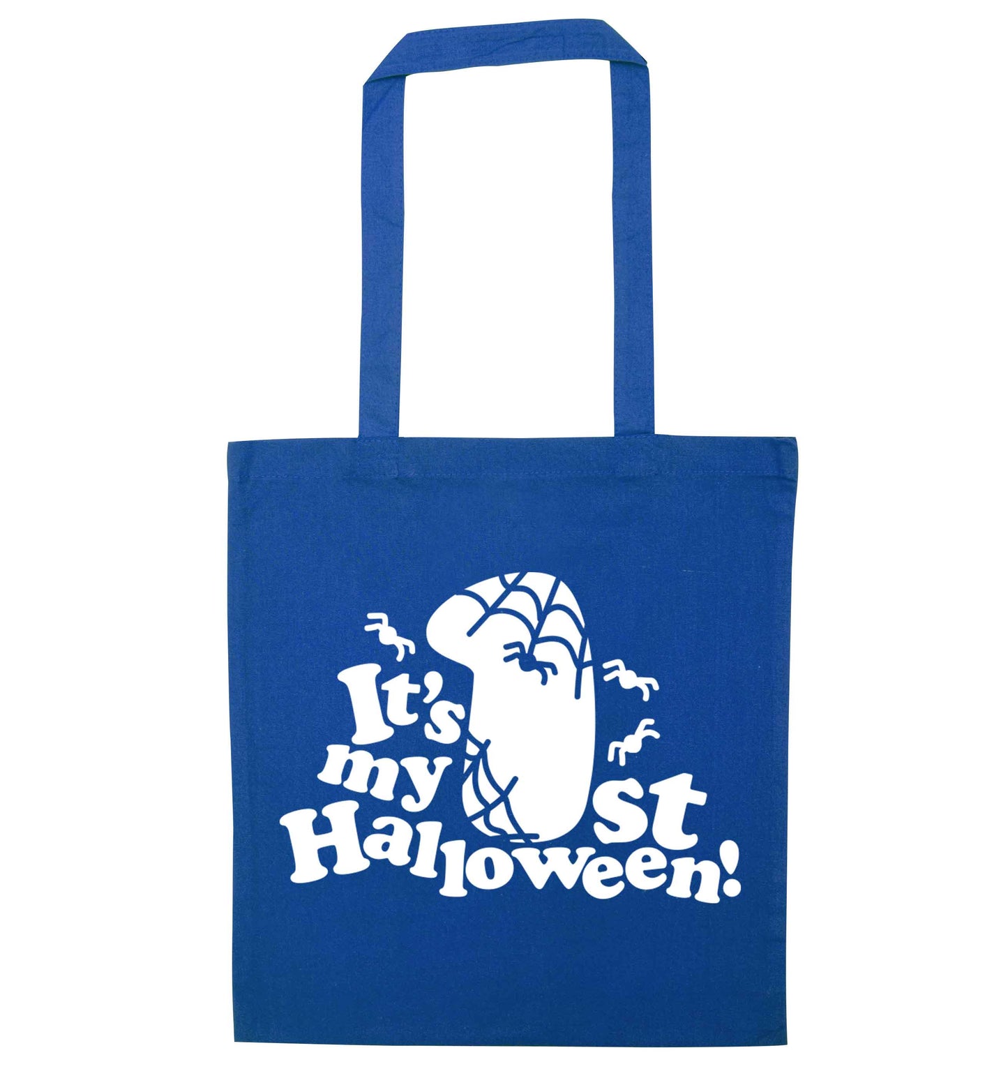 My 1st Halloween Pumpkin blue tote bag