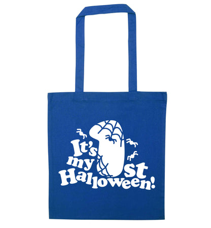 My 1st Halloween Pumpkin blue tote bag