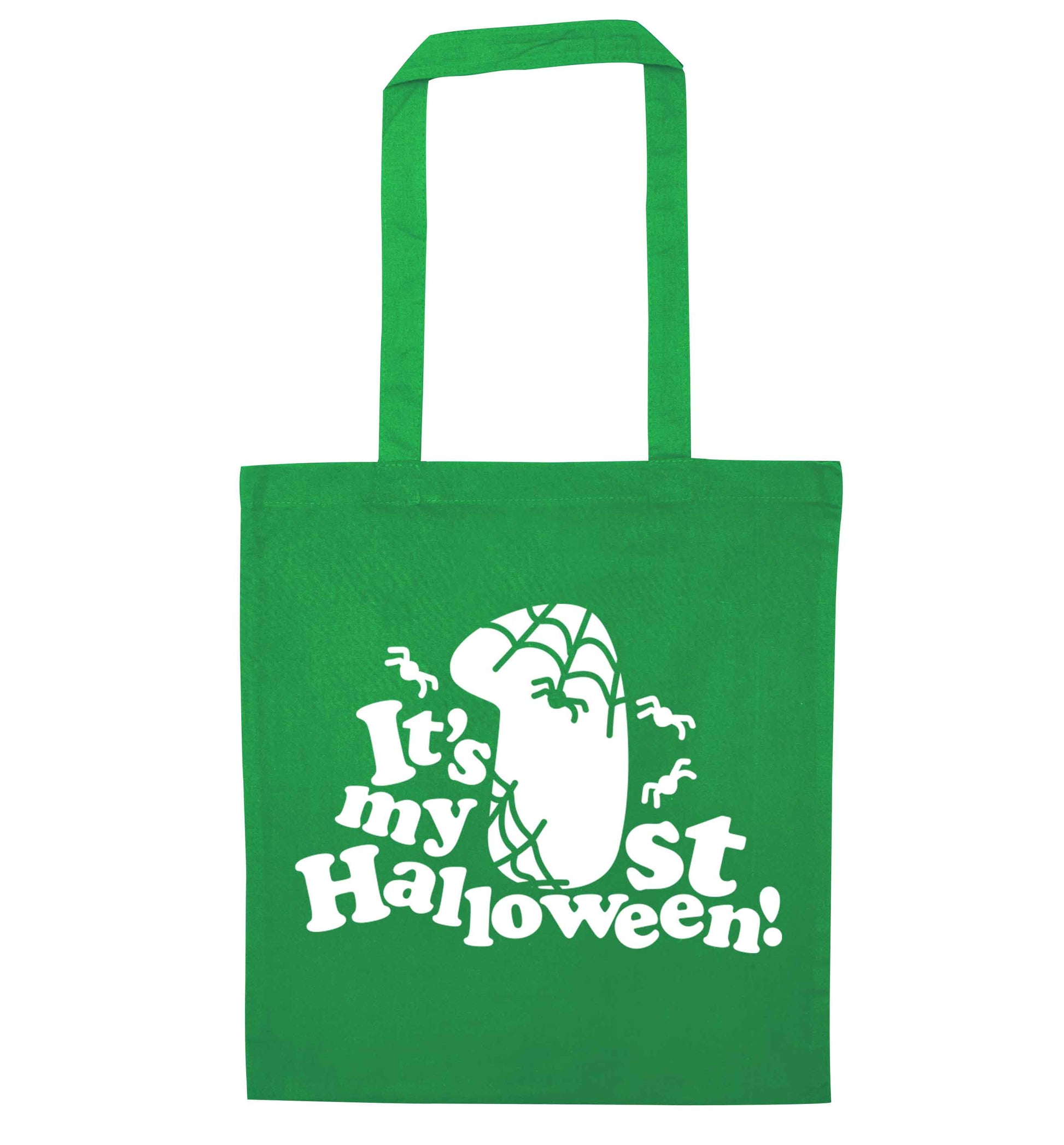 My 1st Halloween Pumpkin green tote bag