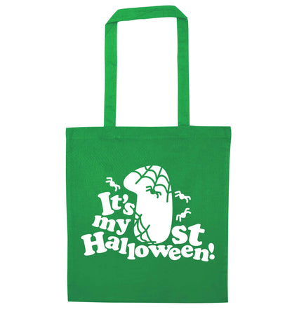 My 1st Halloween Pumpkin green tote bag