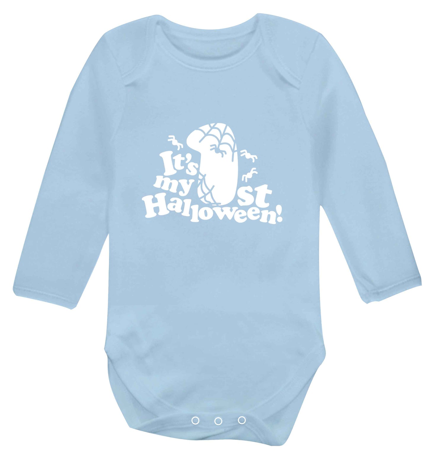 My 1st Halloween Pumpkin baby vest long sleeved pale blue 6-12 months