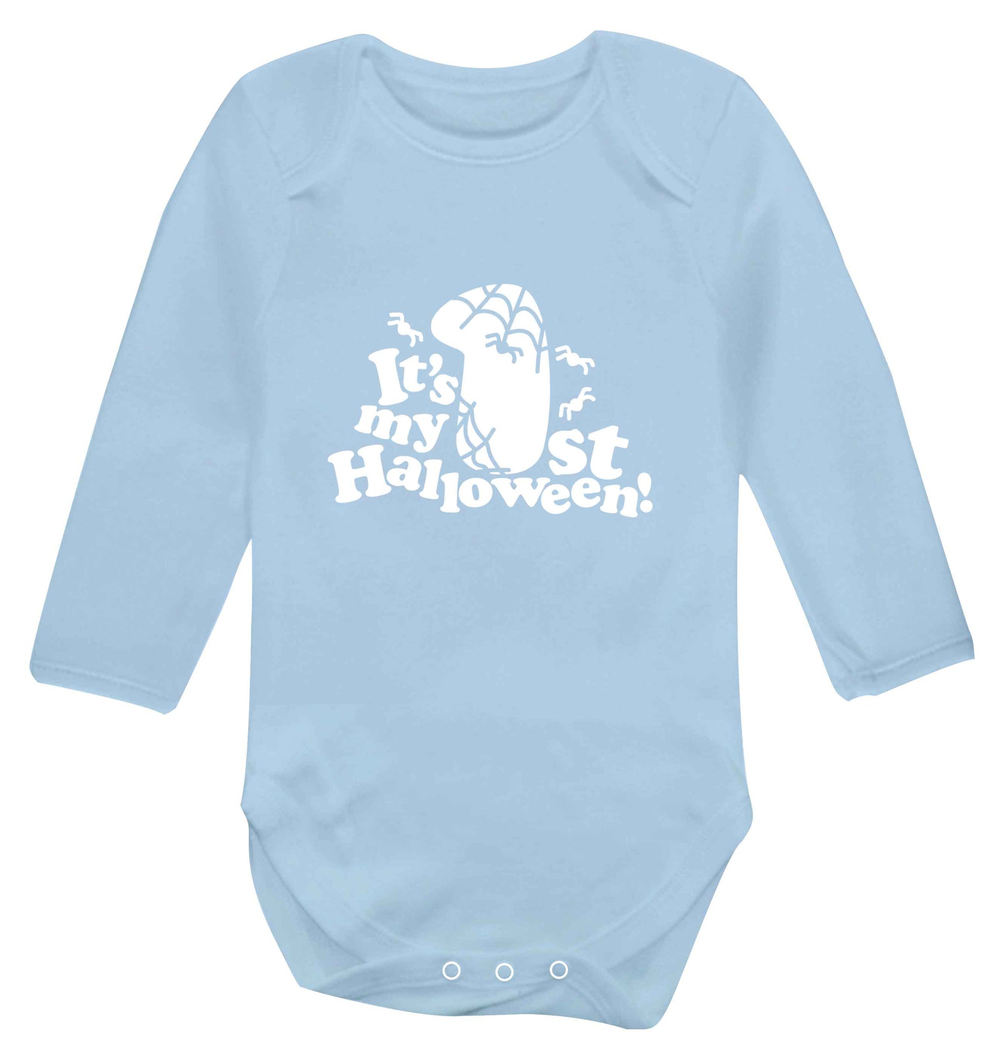 My 1st Halloween Pumpkin baby vest long sleeved pale blue 6-12 months