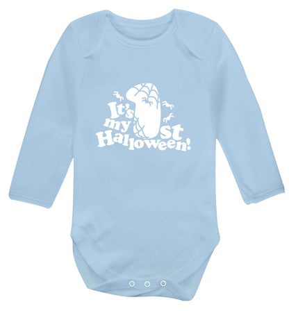 My 1st Halloween Pumpkin baby vest long sleeved pale blue 6-12 months