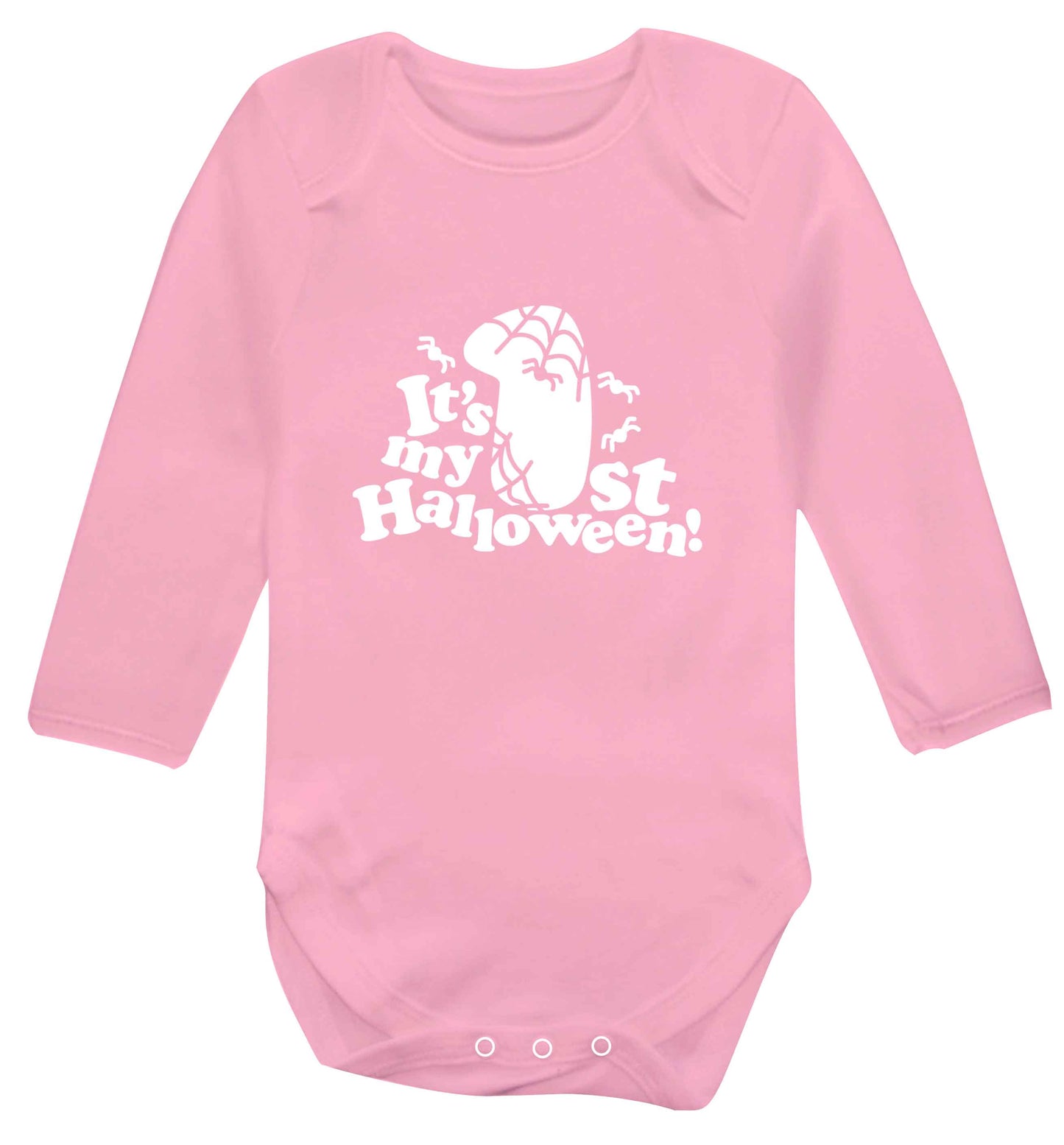 My 1st Halloween Pumpkin baby vest long sleeved pale pink 6-12 months