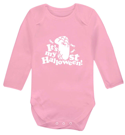 My 1st Halloween Pumpkin baby vest long sleeved pale pink 6-12 months