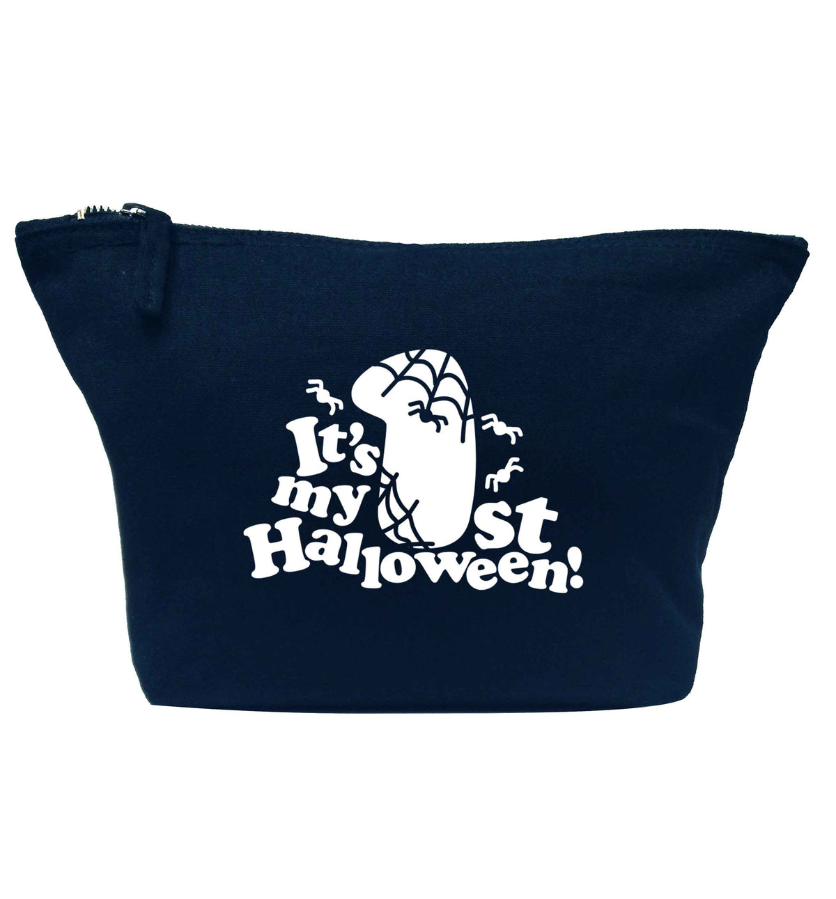 My 1st Halloween Pumpkin navy makeup bag