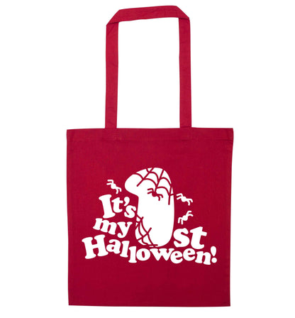 My 1st Halloween Pumpkin red tote bag