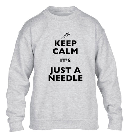 Keep calm it's only a needle children's grey sweater 12-14 Years