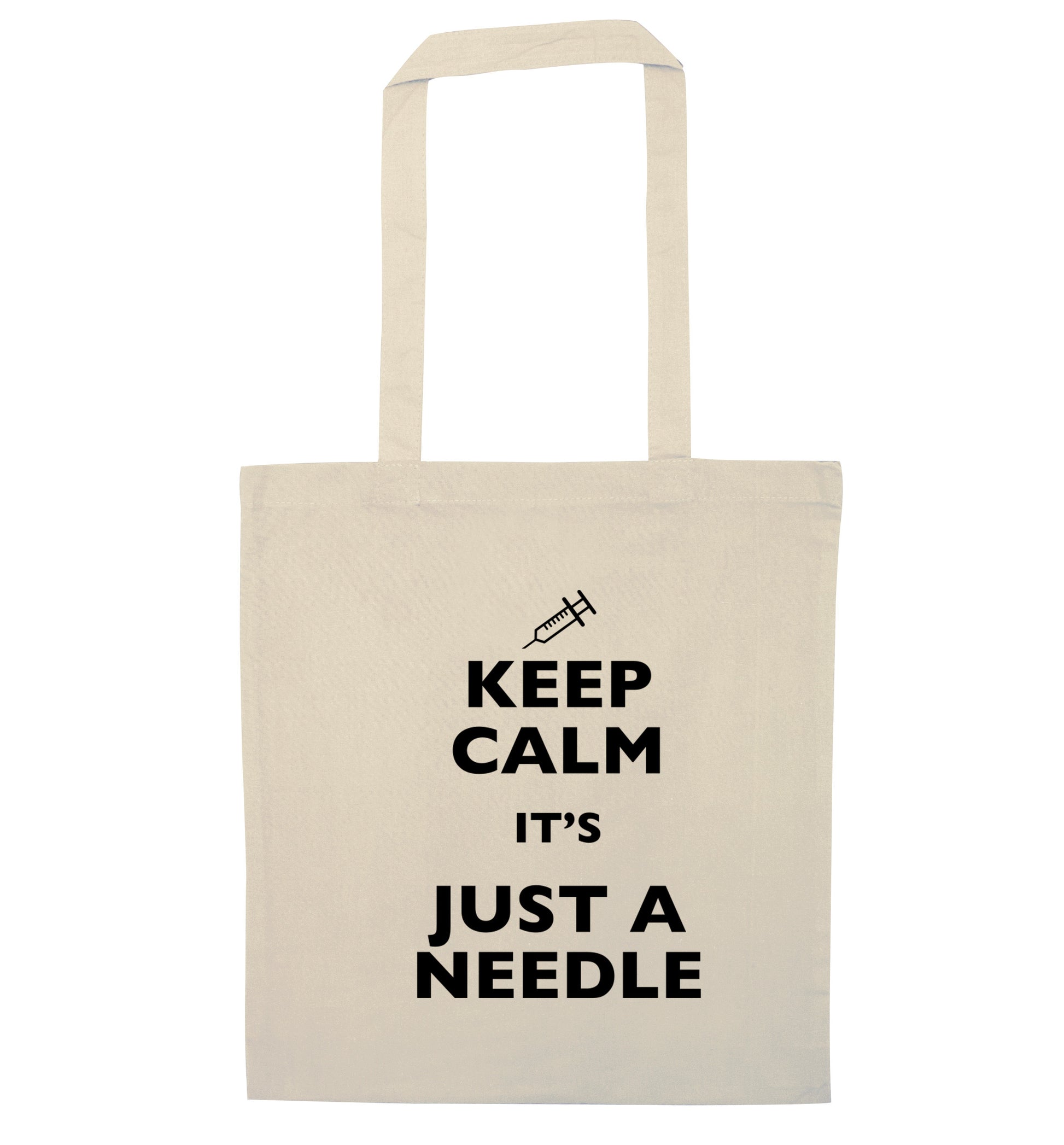 Keep calm it's only a needle natural tote bag