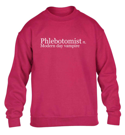 Phlebotomist - Modern day vampire children's pink sweater 12-13 Years