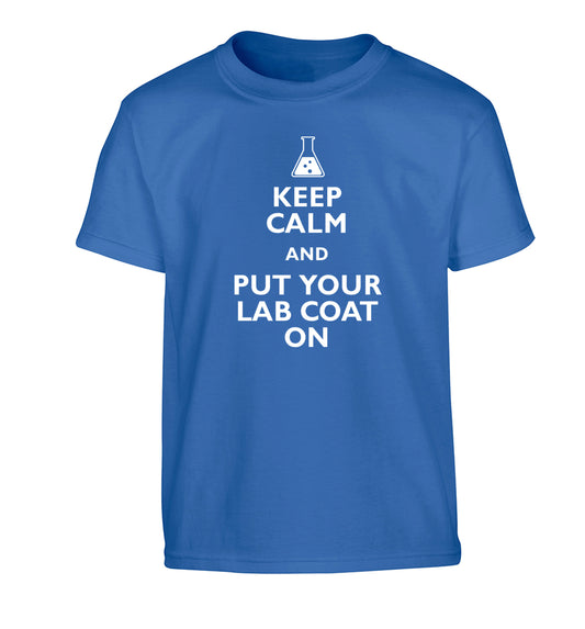 Keep calm and put your lab coat on Children's blue Tshirt 12-14 Years