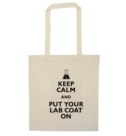 Keep calm and put your lab coat on natural tote bag