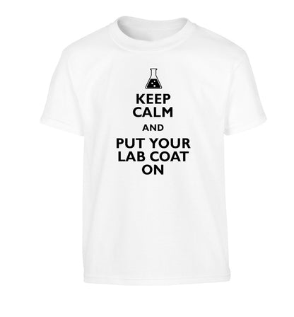 Keep calm and put your lab coat on Children's white Tshirt 12-14 Years