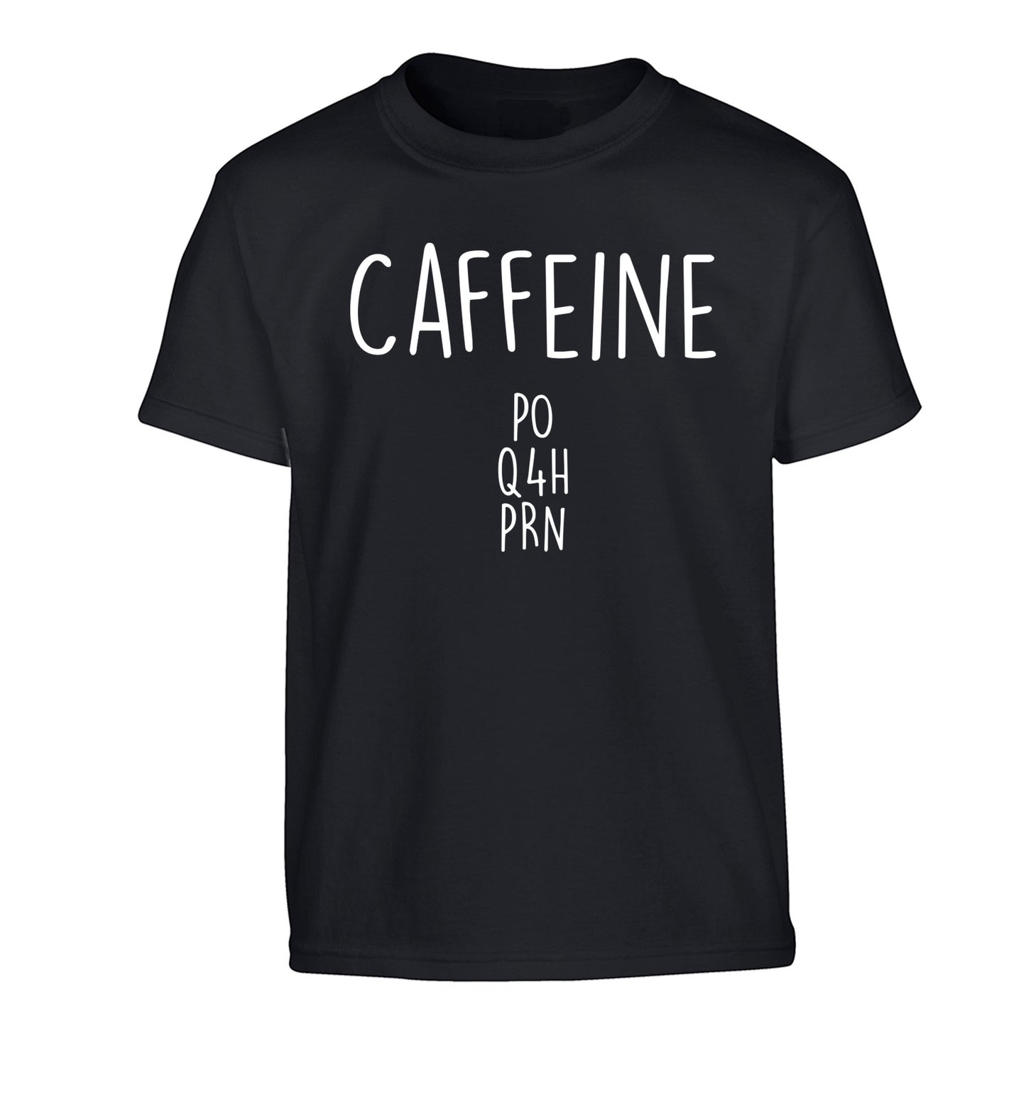 Caffeine PO Q4H PRN Children's black Tshirt 12-14 Years