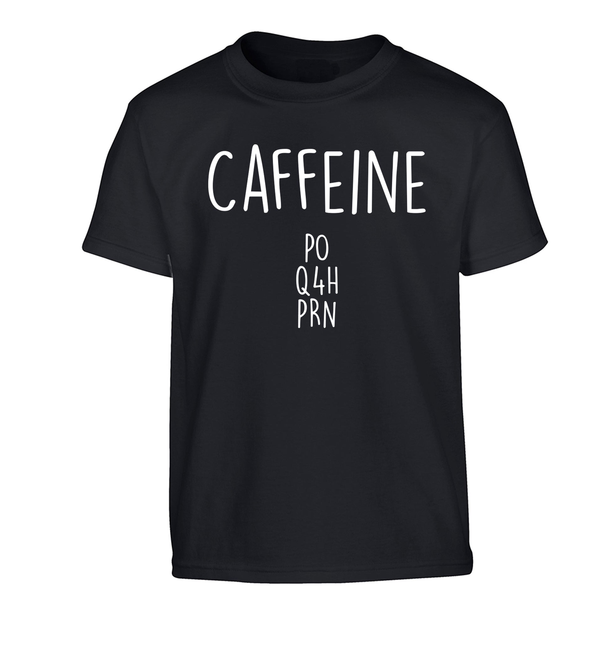 Caffeine PO Q4H PRN Children's black Tshirt 12-14 Years