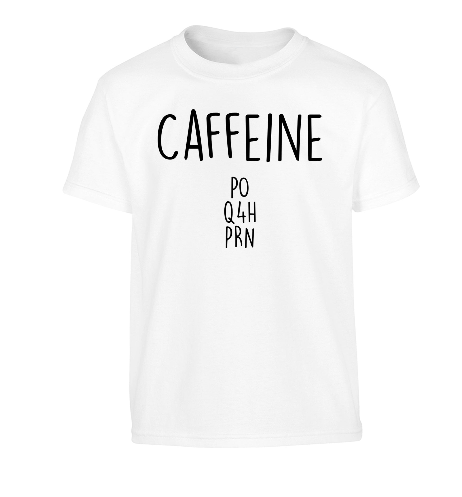 Caffeine PO Q4H PRN Children's white Tshirt 12-14 Years