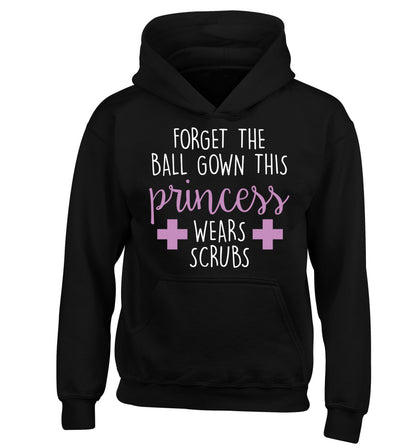 Forget the ball gown this princess wears scrubs children's black hoodie 12-14 Years