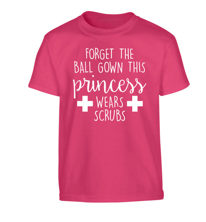 Forget the ball gown this princess wears scrubs Children's pink Tshirt 12-14 Years