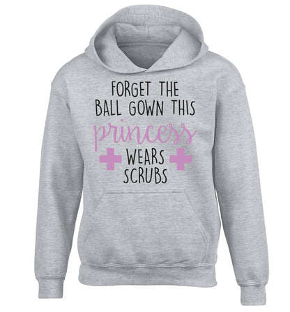 Forget the ball gown this princess wears scrubs children's grey hoodie 12-14 Years