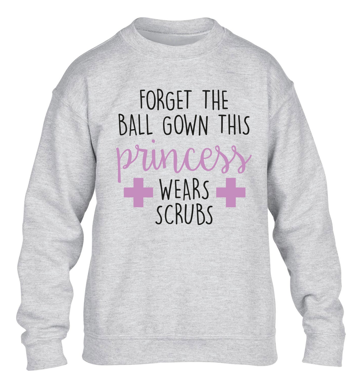 Forget the ball gown this princess wears scrubs children's grey sweater 12-14 Years