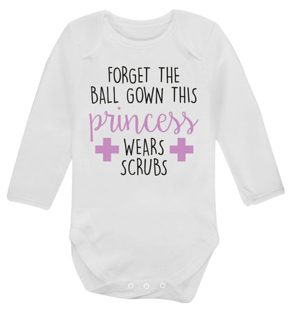 Forget the ball gown this princess wears scrubs Baby Vest long sleeved white 6-12 months