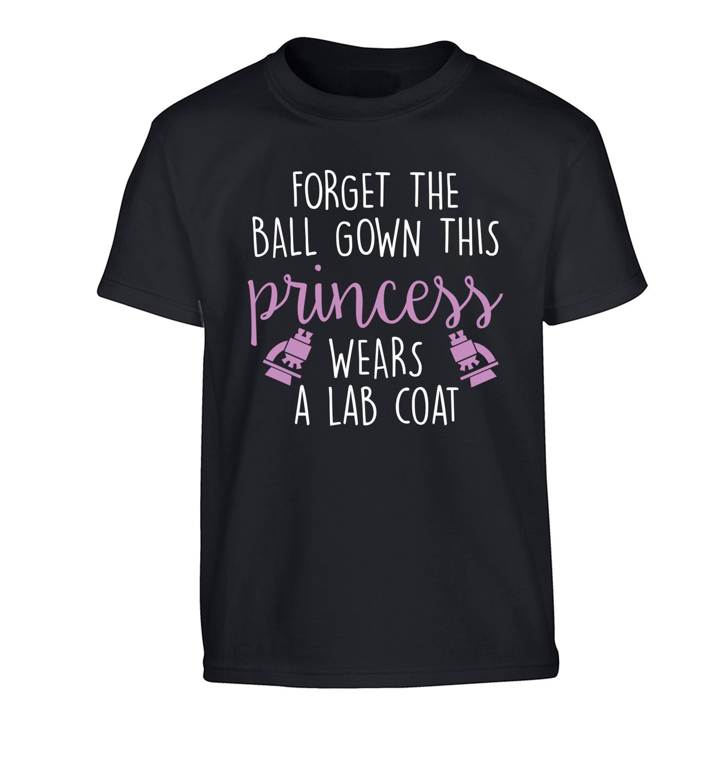 Forget the ball gown this princess wears a lab coat Children's black Tshirt 12-14 Years