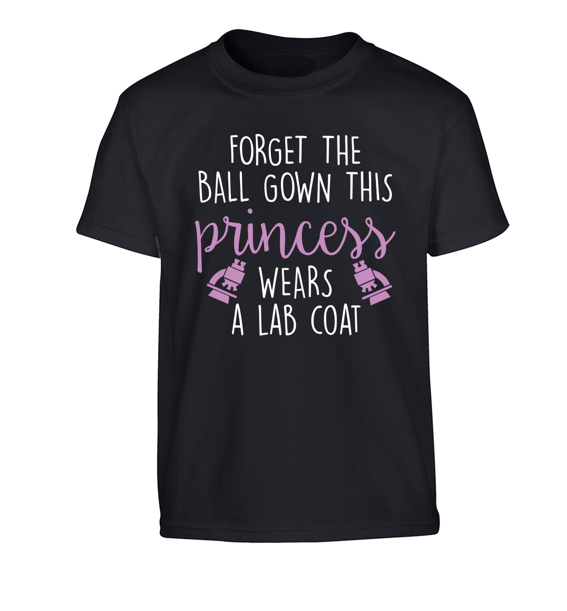 Forget the ball gown this princess wears a lab coat Children's black Tshirt 12-14 Years