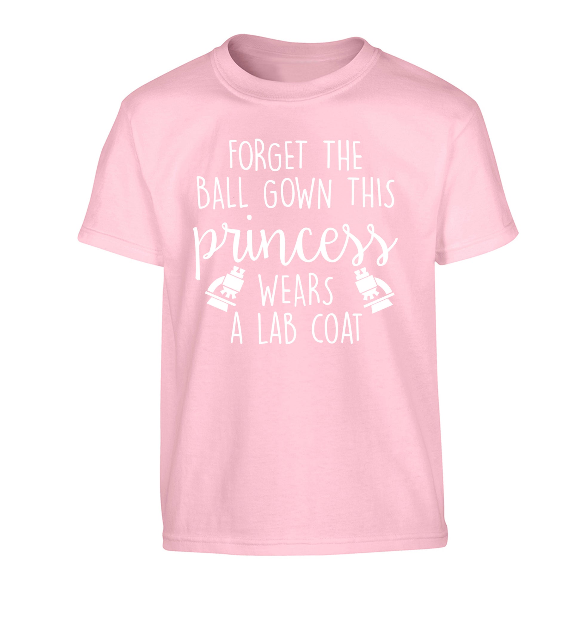 Forget the ball gown this princess wears a lab coat Children's light pink Tshirt 12-14 Years