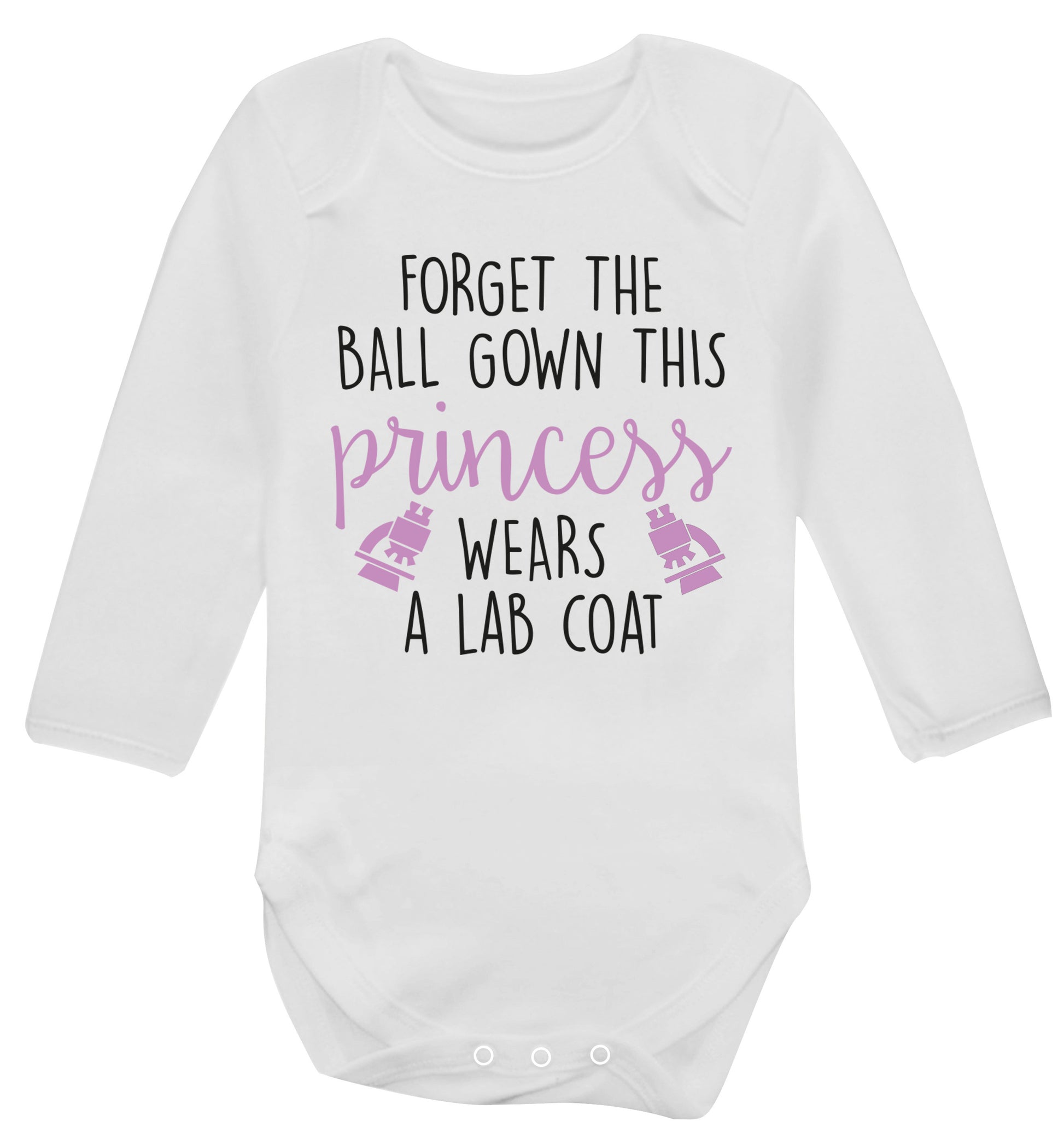 Forget the ball gown this princess wears a lab coat Baby Vest long sleeved white 6-12 months
