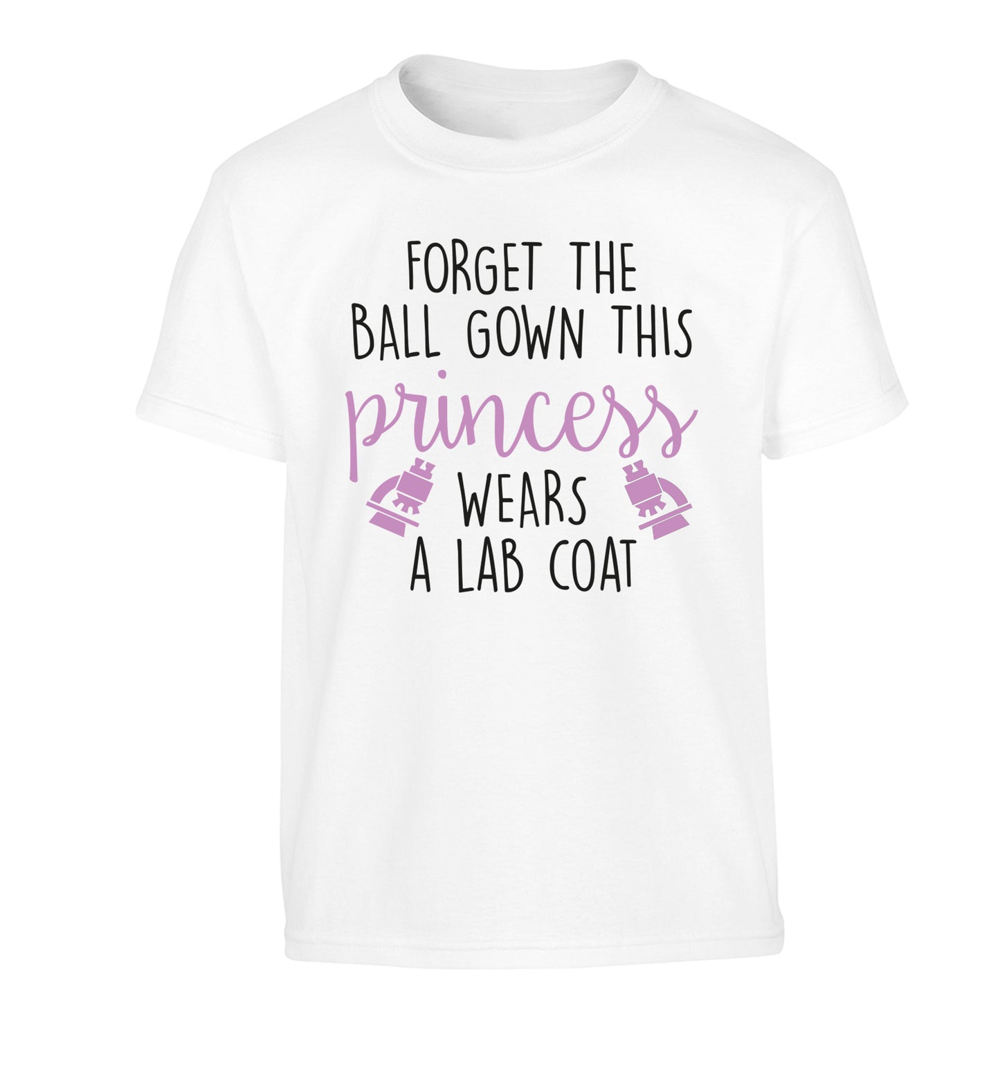 Forget the ball gown this princess wears a lab coat Children's white Tshirt 12-14 Years