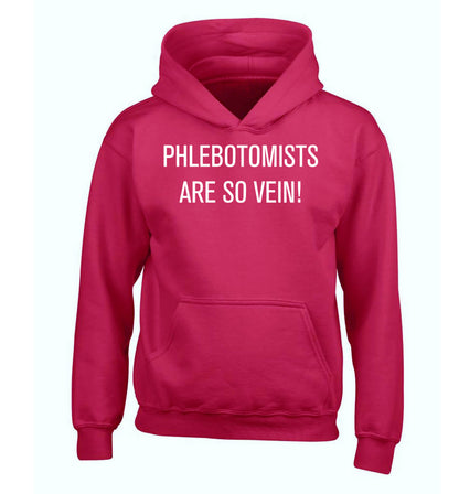 Phlebotomists are so vein! children's pink hoodie 12-14 Years