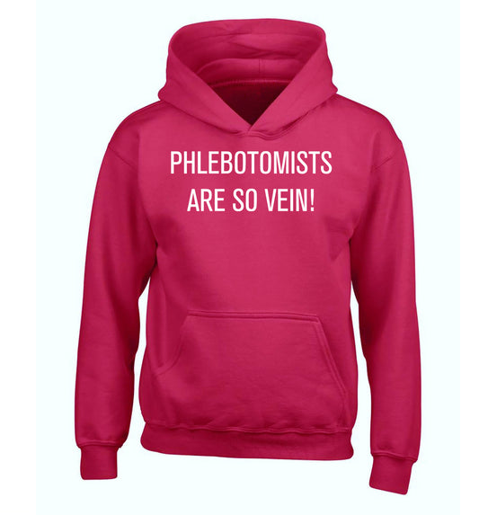 Phlebotomists are so vein! children's pink hoodie 12-14 Years