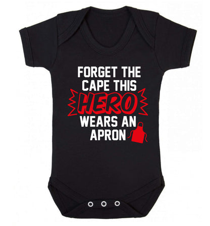 Forget the cape this hero wears an apron Baby Vest black 18-24 months