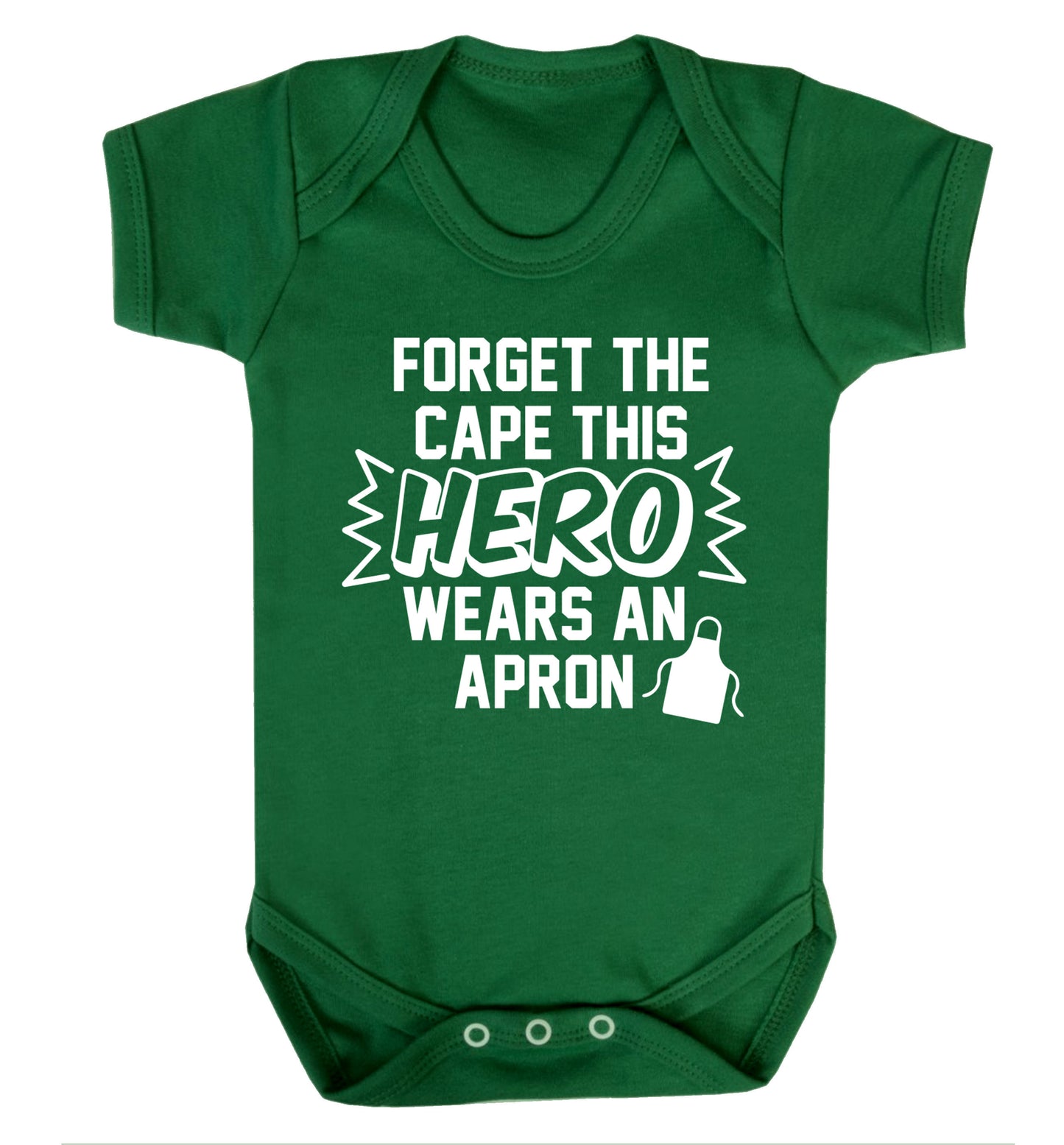 Forget the cape this hero wears an apron Baby Vest green 18-24 months