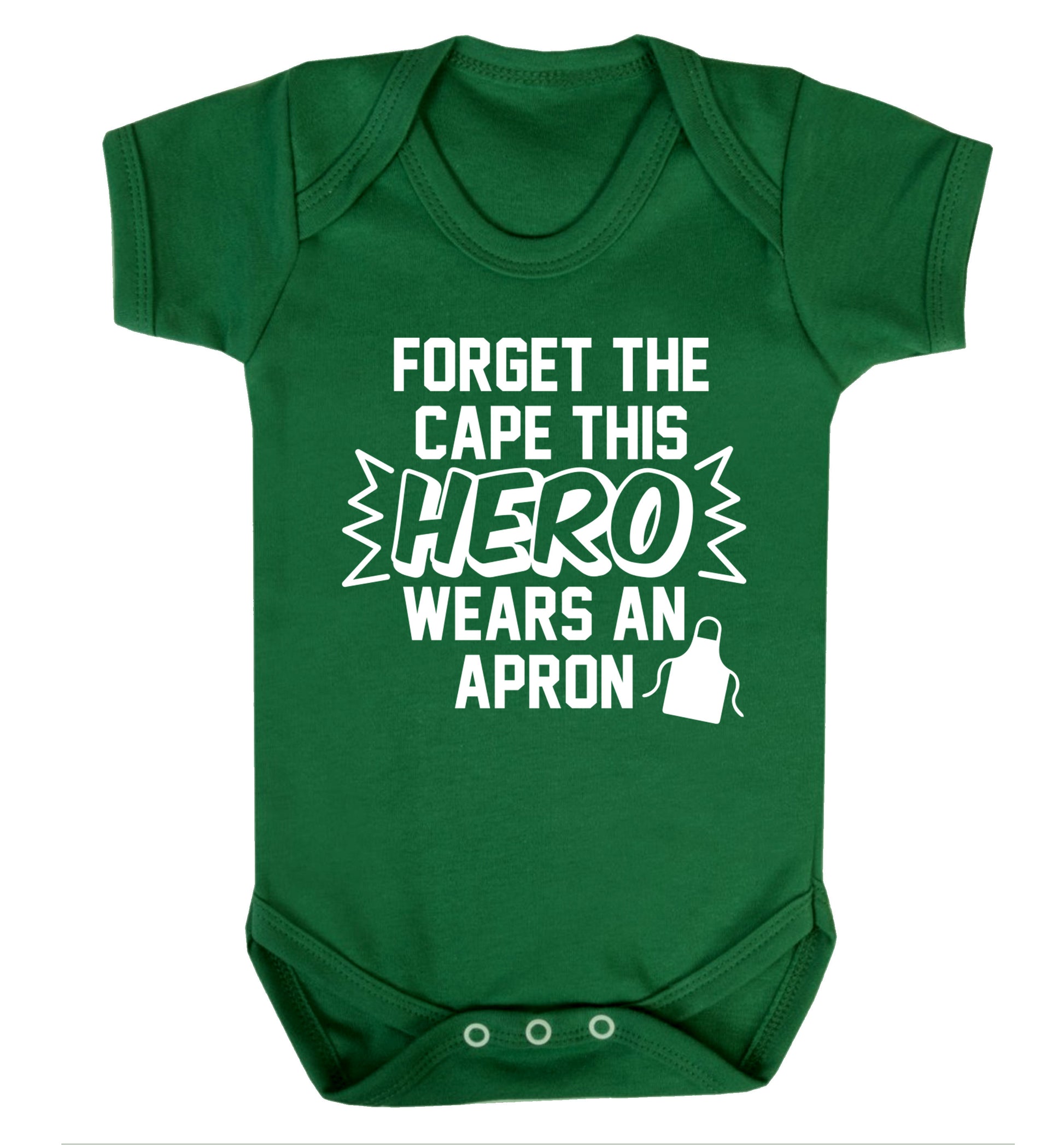 Forget the cape this hero wears an apron Baby Vest green 18-24 months
