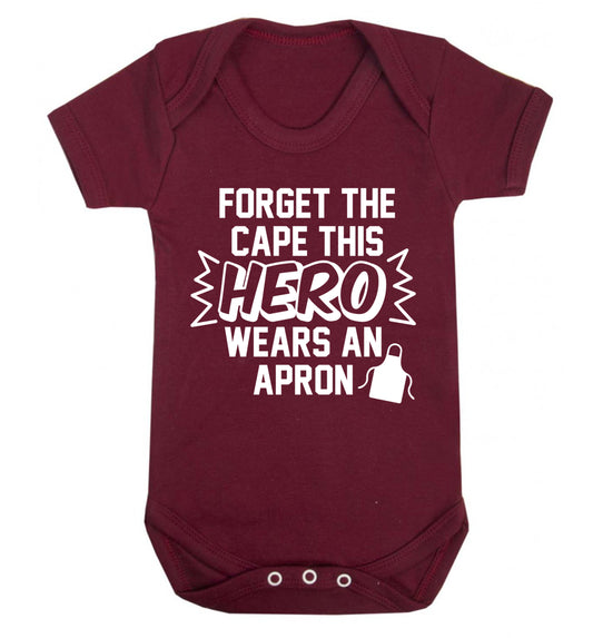 Forget the cape this hero wears an apron Baby Vest maroon 18-24 months