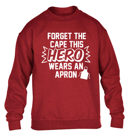Forget the cape this hero wears an apron children's grey sweater 12-14 Years