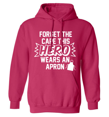 Forget the cape this hero wears an apron adults unisex pink hoodie 2XL