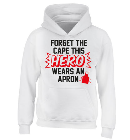 Forget the cape this hero wears an apron children's white hoodie 12-14 Years